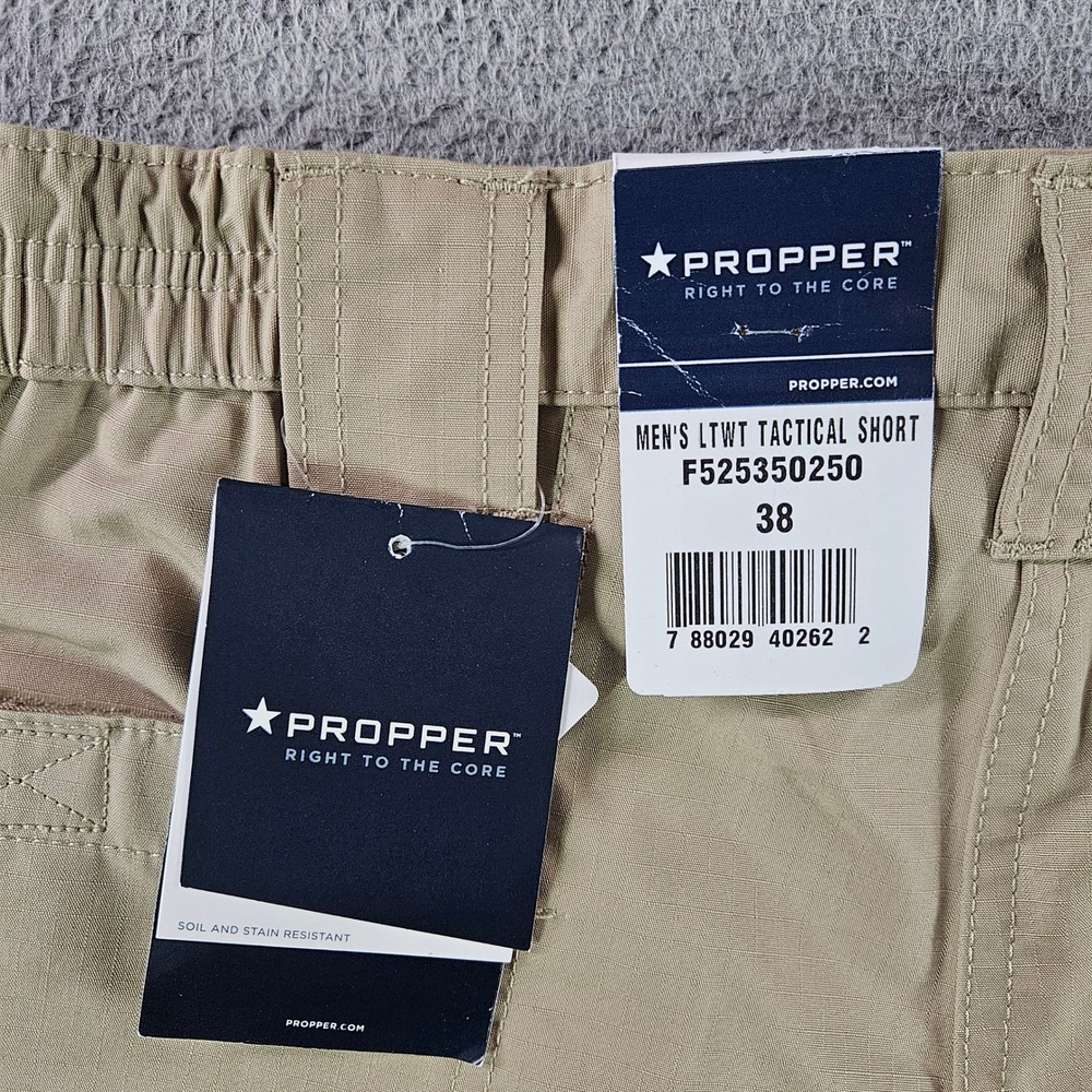 Propper Mens‎ LTWT Tactical Shorts Khaki Ripstop Cargo Size 38 NWT NEW
